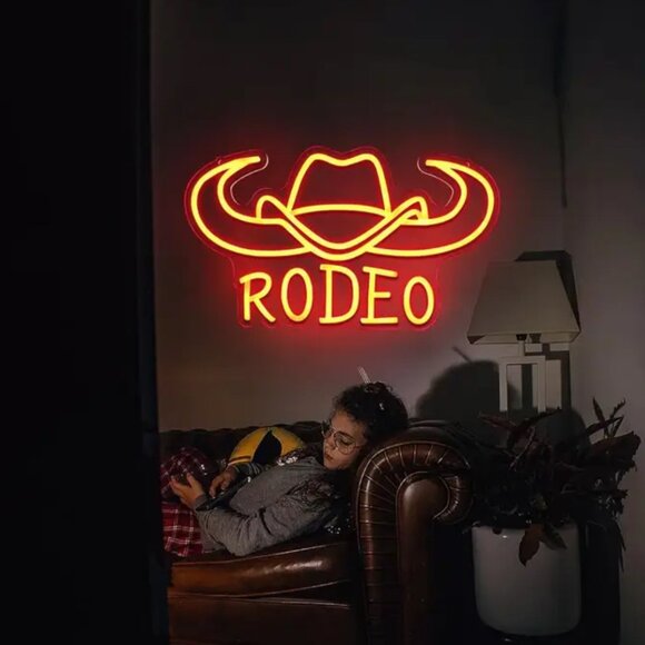 RODEO BULL HORN HAT NEON LED SIGN - Picture 3 of 4